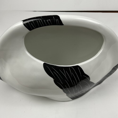 Cat Vase Green Eyed Chubby Body Mid Century Modern 12x8" - 第 7/7 張圖片