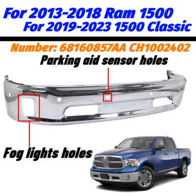 Barra Frontal De Parachoques Cromada Para Ram 1500/Classic 2014-2023 | Con Luz Antiniebla Y Sensores