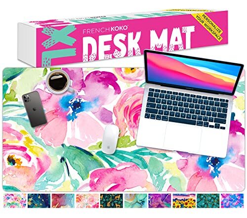 Large Desk Mat Pink Flowers Extended Mouse Pad Laptop Desk Mat Girls XL - Picture 8 of 8