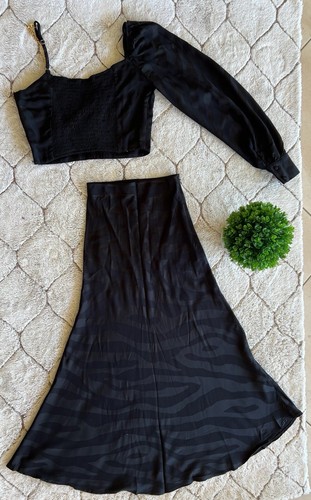 DAIMARAN Oxford Women's Two-Piece Set Top Long Sleeve + Skirt Black S - Picture 7 of 7