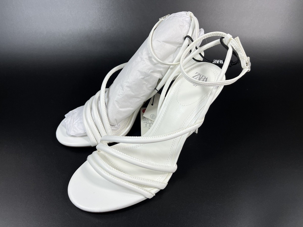ZARA Womens High Heeled Strap Sandals in White US SIZE 6.5
