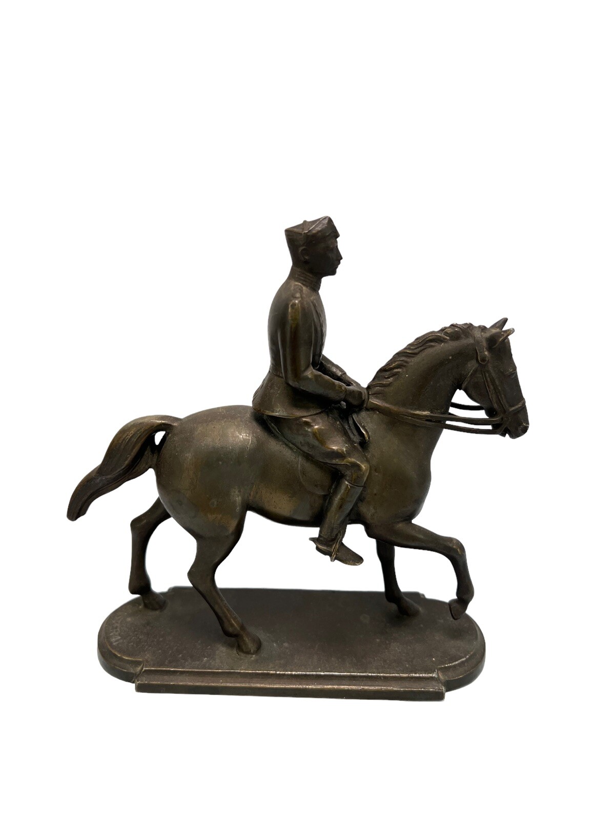ANTIQUE BRONZE JOHAN GALSTER 41 CAST STATUE HORSE RIDER DANISH KING CHRISTIAN