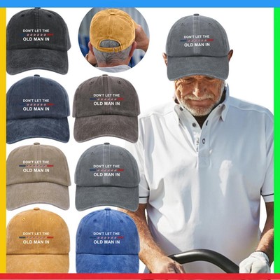 Don't Let The Old Man In American Flag Hat Adjustable Cotton for Men and Women