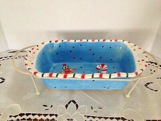 Temptations By Tara Bakeware Oblong Loaf Pan Snowflakes Snowman Candy Cane