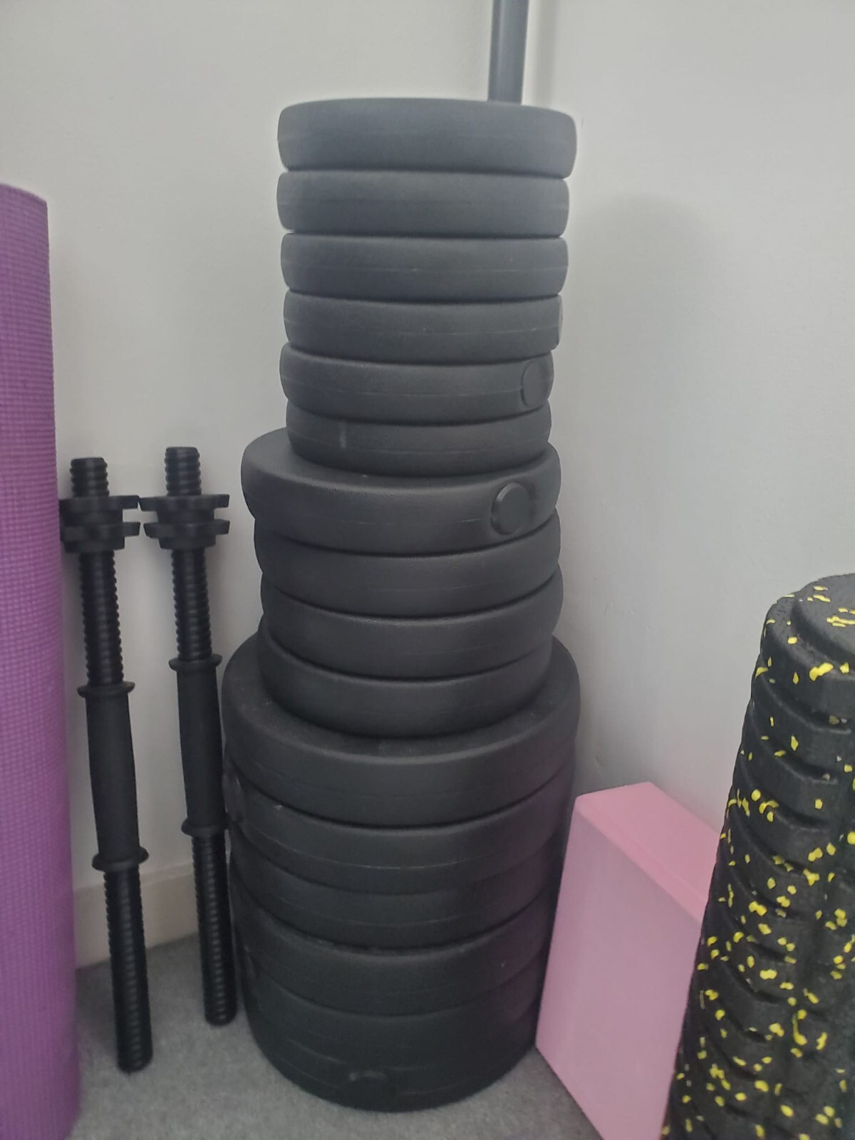 Opti Vinyl Barbell and Dumbbell Weight Set 50kg + Yoga Mat & More eBay