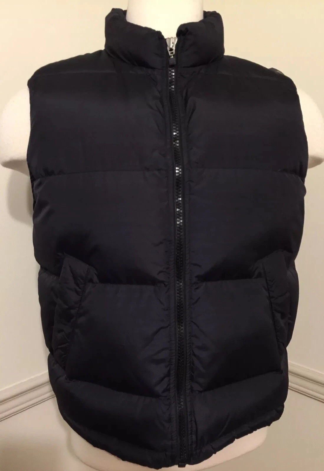 Eddie Bauer Down Filled Black Nylon Full Zip Vest Small S Sm Men’s -See Details