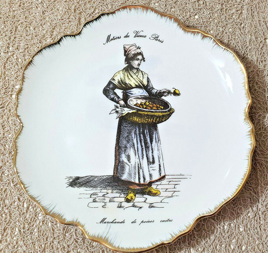 Assiette illustrée métiers du vieux Paris marchand de Seaux Ferrés