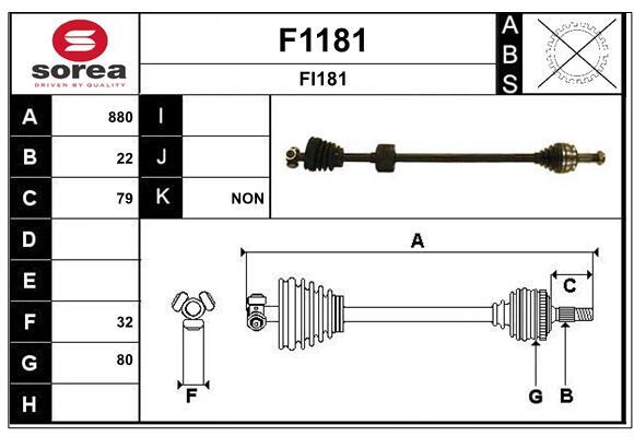 Cardan de transmission SNRA F1181 pour FIAT PUNTO et PUNTO Van en acier renforcé