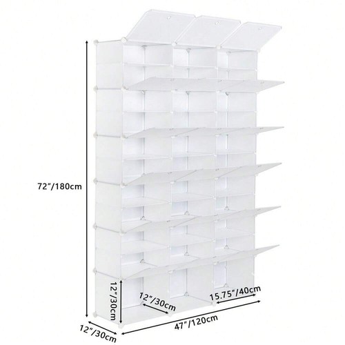 SUNROAD 12-Tier Portable 72 Pair Shoe Rack Organizer 36 Grids Tower Shelf - Picture 35 of 35