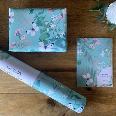 Luxury Eco Floral Tropical Summer Wrapping Paper Birthday Gift Wrap Sheet Roll