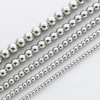 6/8/10mm Heavy Men's Women's Stainless steel Silver Rosary Beads Necklace Chain
