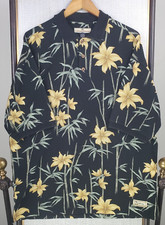 TOMMY BAHAMA Size Large Polo Sport Shirt Hibiscus/Bamboo Silk/Cotton Mens