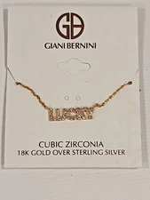 16" Necklace Giani Bernini 18K Gold Over 925 Sterling Silver CZs LUCKY Butterfly