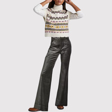 Anthropologie Maeve Womens Pants Gray Velvet Bootcut Stretch High Rise Size 6