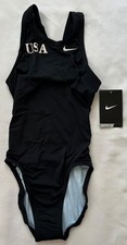 Nike Girl's USA Black One Piece Fast Back Swimsuit - Size 24/8 Girl's - New