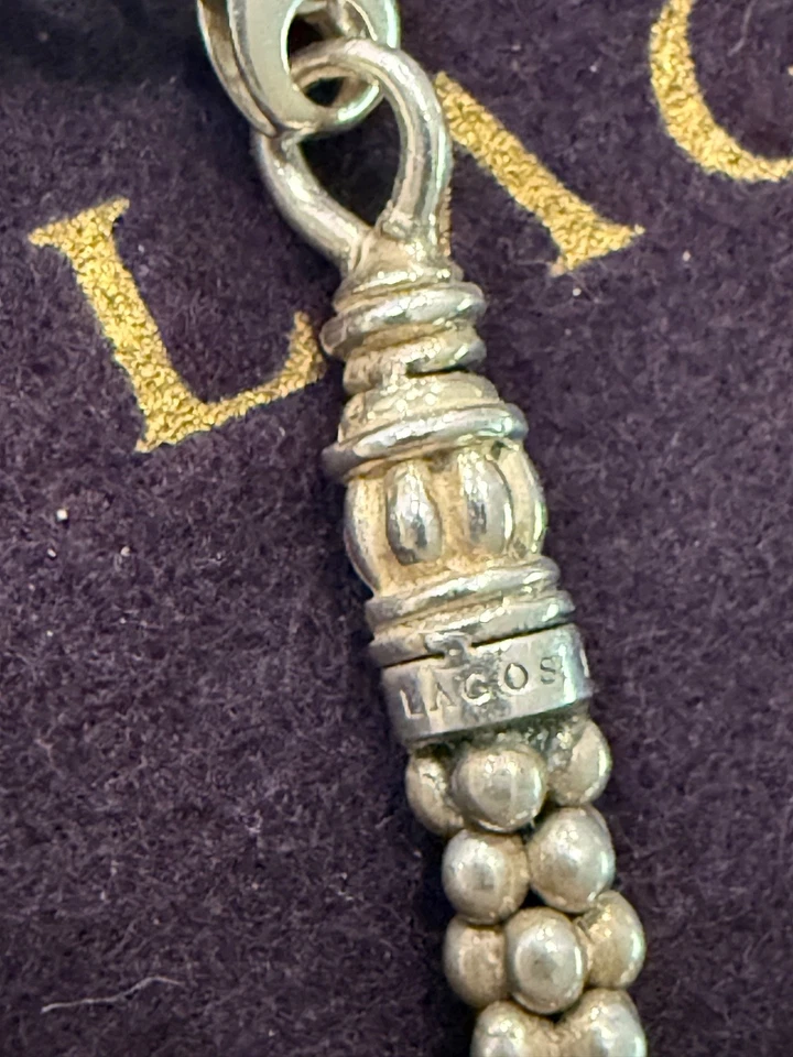 Collar de cuentas de caviar de 5 mm de plata de ley de diseñador LAGOS Foto 2 de 4