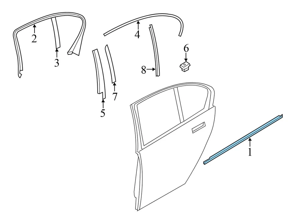 BMW 740LD XDRIVE 2015 - puerta trasera derecha ventana ranura sello/ajuste (exterior) Foto 3 de 4