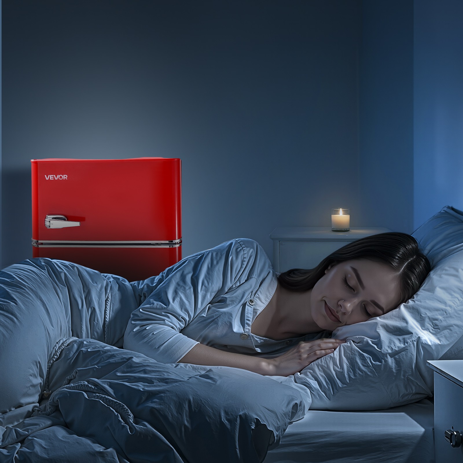 VEVOR Mini Fridge with Freezer 3.2 Cu.Ft Two Door Compact Refrigerator Dorm Red