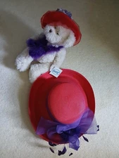 Betmar New York Red Hat Society Lady Brim Hat Purple Tulle & Ganz Bear