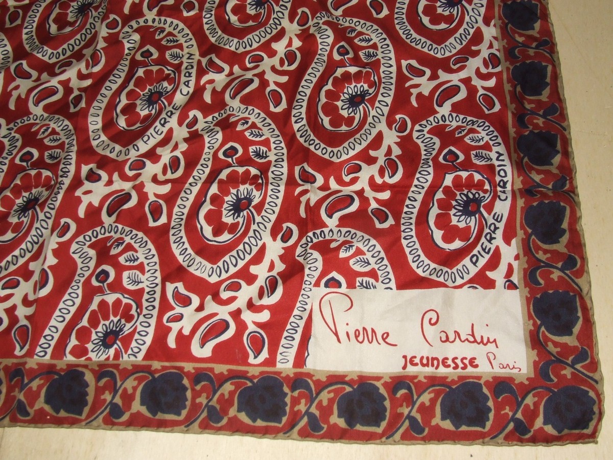Foulard Vintage Pierre Cardin 100% Soie - Dimensions 76x78cm, Multicolore, Occasion Très Bon état