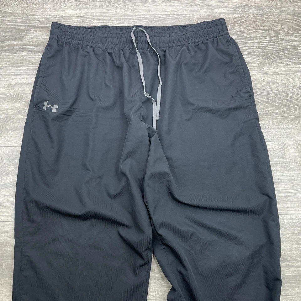 Under Armour Pants Mens 3XL Black HeatGear Track Warm Up Ankle Zips T239481 - Image 3 of 4