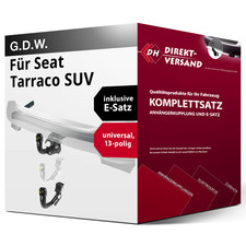 Anhängerkupplung abnehmbar + E-Satz 13pol universell für Seat Tarraco SUV 18-