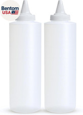 Squeeze Bottles, Leak Proof, Wide Neck, BPA FREE Plastic, 16 OZ 2 PACK, Condimen
