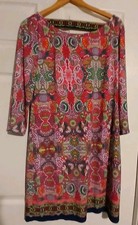Laundry Multicolor Psychedelic Boho Shift Dress Women’s Large 3/4 Sleeve 