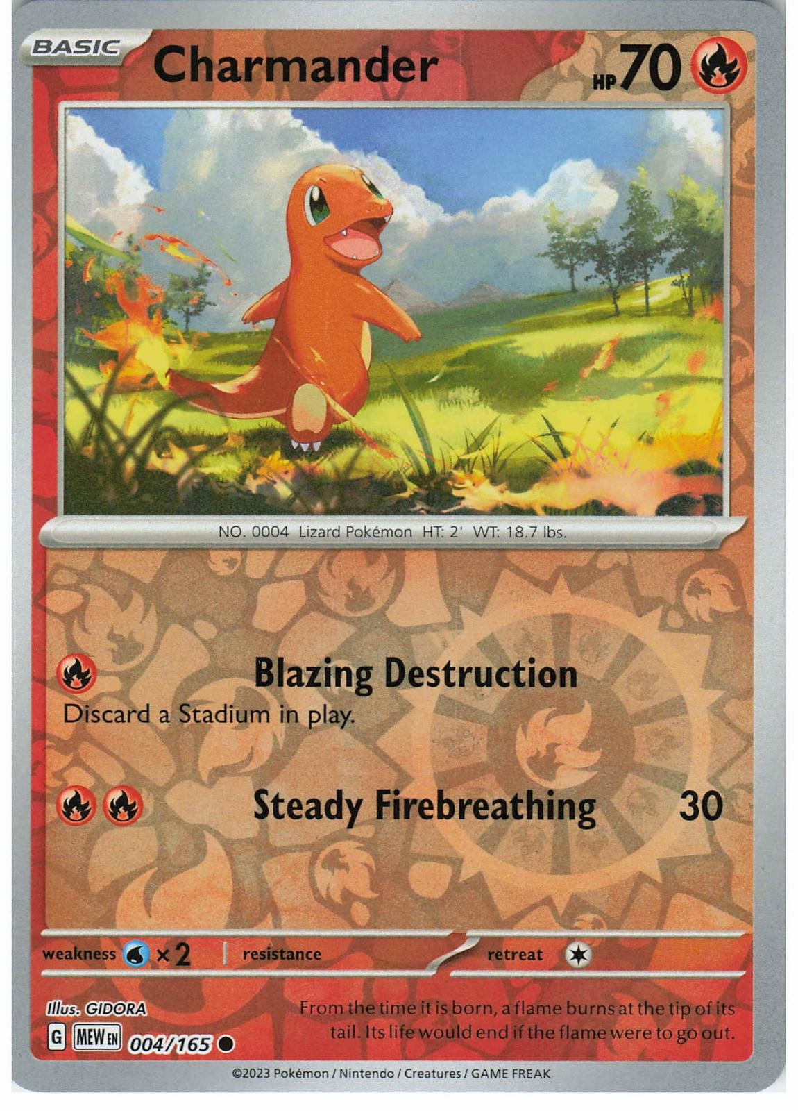 Charmander 004/165 Reverse Holo Common 151 Pokemon NM