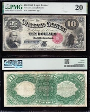 Nice *RARE* Bold & Crisp VF 1880 $10 "JACKASS" US Legal Tender Note! PMG 20!
