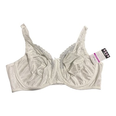 Playtex Bra Womens 44D White Secrets Lifts Supports Underwire US4422 Jacquard