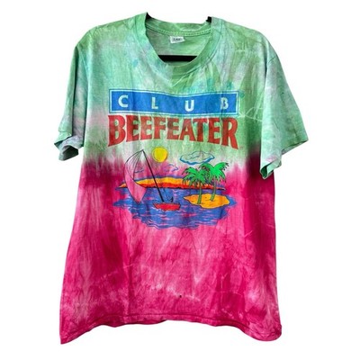 Beefeater the Summer Pink Green Gin T-Shirt Vintage 90s Size L Tie Dye