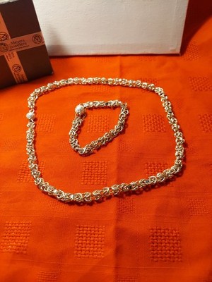 Byzantinische Halskette und Armband Set Silber 18'' & 7''