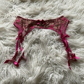 NWOT agent provocateur Lysianne lingerie pink gold floral mesh lace suspenders