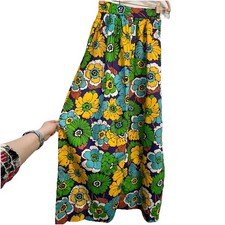 Vintage 1960s 70s Mod Long Skirt Flower Power Psychedelic Colorful Retro MCM 23  