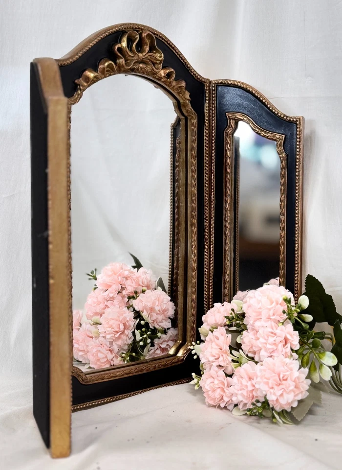 Clayre & Eef 3-er Spiegel Schwarz Gold Barock Antikstil zum aufstellen 33 x 37cm - Bild 2 von 4