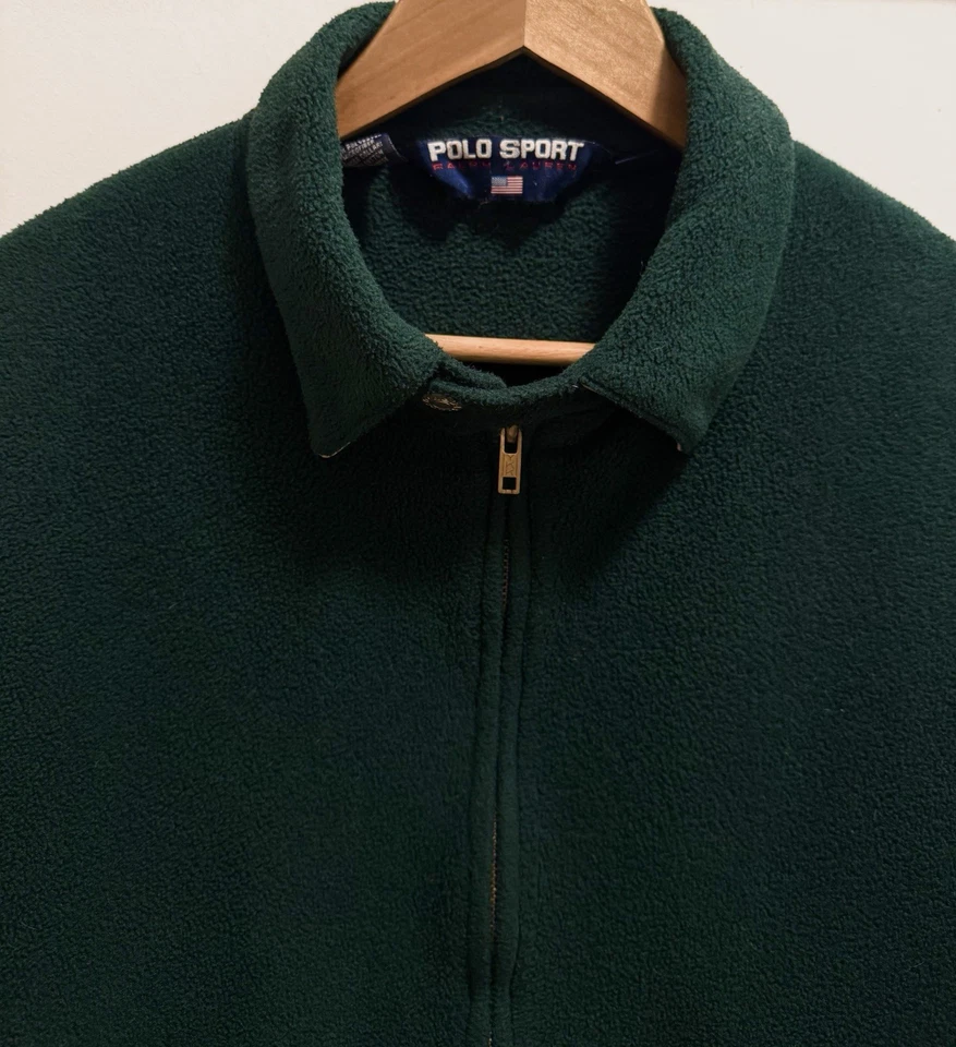 Chaqueta polar vintage años 90 Polo Sport Ralph Lauren mediana verde bosque HECHA EN EE. UU. Foto 4 de 4
