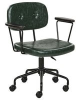 BüRostuhl Kunstleder GrüN Drehbar HöHenverstellbar Mit Armlehnen Retro Algerita