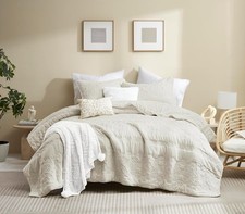 Boho Light Beige Quilt King Size Bedding Sets with Pillow Sham, Bohemian