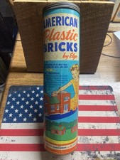 Vintage 1950  s American Plastic Bricks 715 By Elgo With Original Canister, Toys