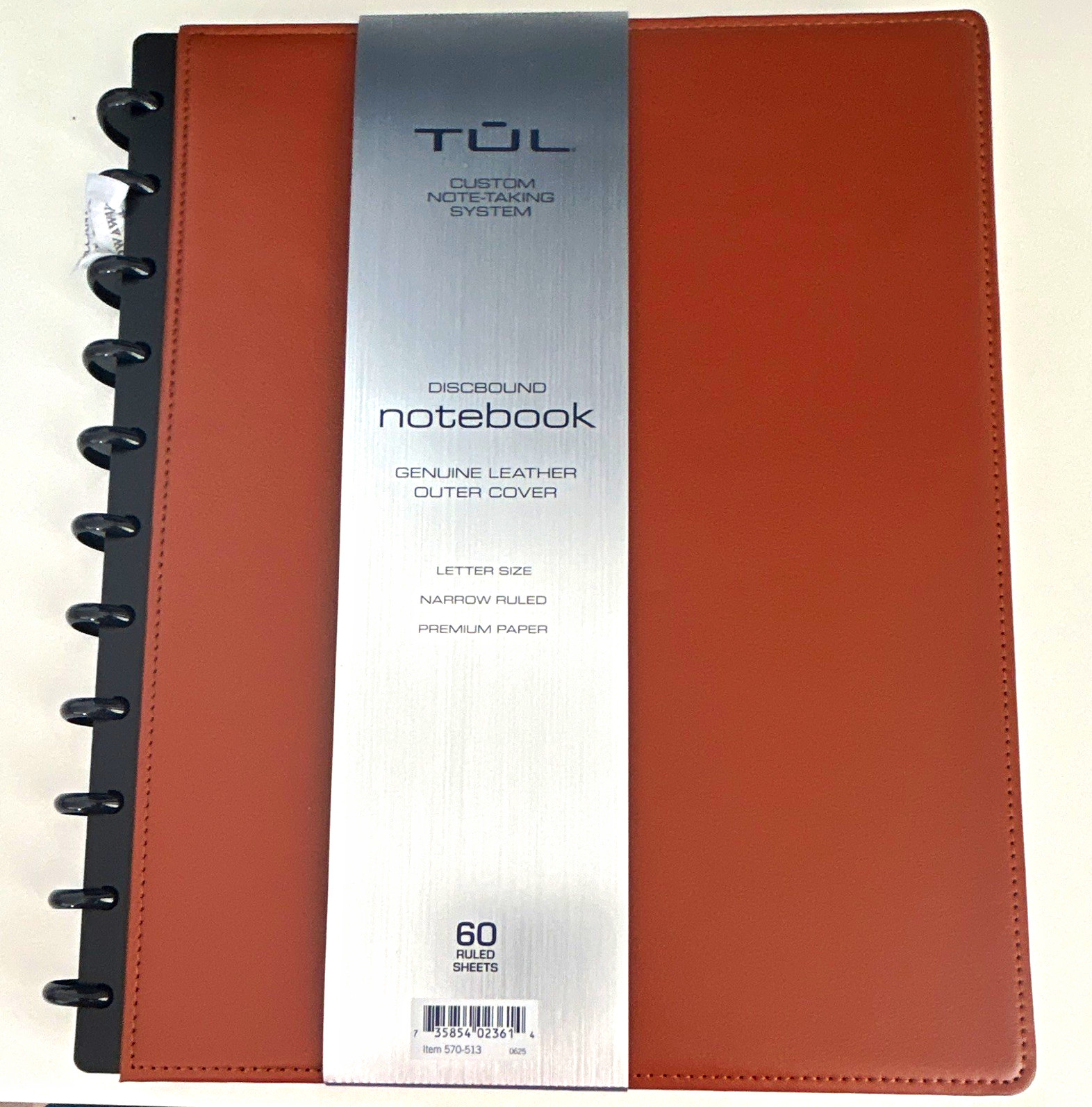 TUL Note-Taking System Discbound Notebook Genuine Leather, Letter Size NWT