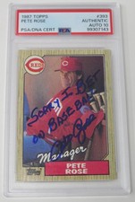 PETE ROSE Signed Autograph 1987 Topps Card 393 w/ I'm Sorry I Bet.. PSA 10 Auto