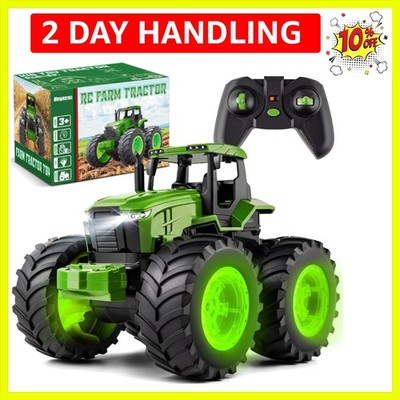 Remote Control Tractor Toys for Kids 3-5, Light Up Monster Trucks Toy for Boy...