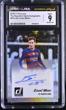 Lionel Messi Signed 2016-17 Donruss The Beautiful Game Card CGC 9 JSA 10 Auto