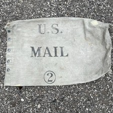 Vintage 1960 Distressed US Mail 2 Registered Mail Canvas Duffle Bag w/Repairs