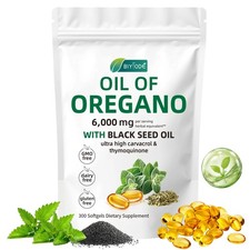 2 in 1 Oil of Oregano Black Seed Softgels Count with Carvacrol,Immune Support