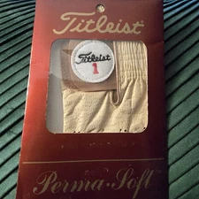 Vtg Titleist Perma-Soft Golf Glove Ladies Left Small Cabretta Leather Pearl Snap