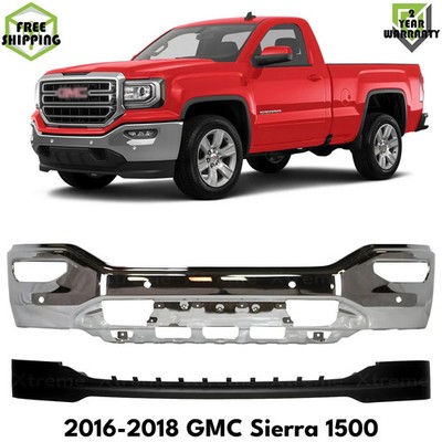 Front Bumper Chrome Steel & Valance Textured For 2016-2018 GMC Sierra 1500