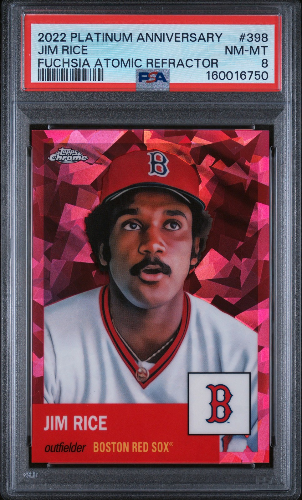 2022 TOPPS CHROME PLATINUM ANNIVERSARY #398 JIM RICE 97/100 PSA 8