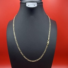 Yellow Gold hollow Figaro Chain Necklace Lobs...